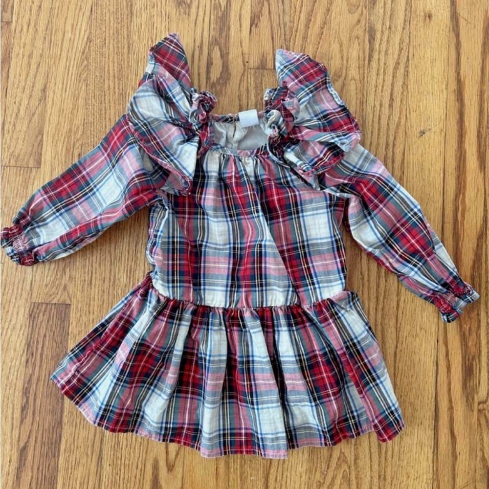 Gap Plaid Ruffle Long Sleeve Dress